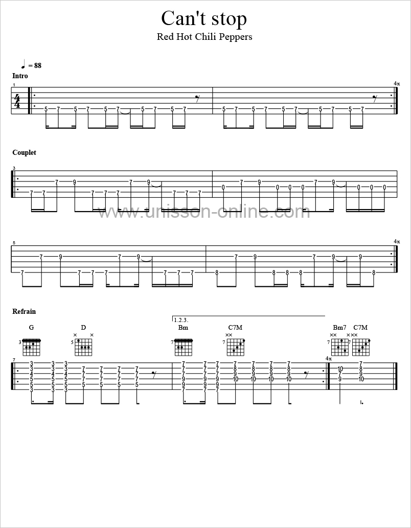 Red Hot Chili Peppers Tabs : can 39 t stop tab guitar pro red hot chili pep...