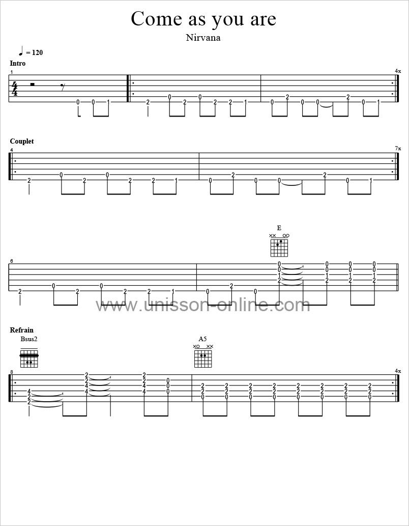 Come-as-you-are-Nirvana-Tablature-Guitar-Pro